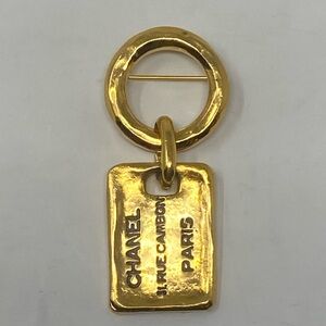Vintage Chanel 31 Rue Cambon Plaque Gold Plated Brooch Pin